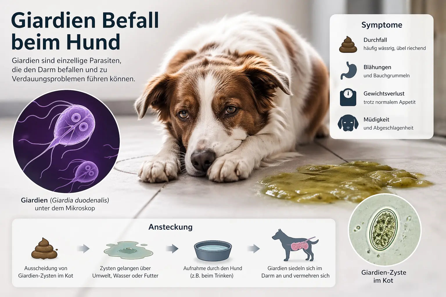 Giardien beim Hund: Symptome erkennen, natürlich unterstützen & Darmgesundheit aufbauen