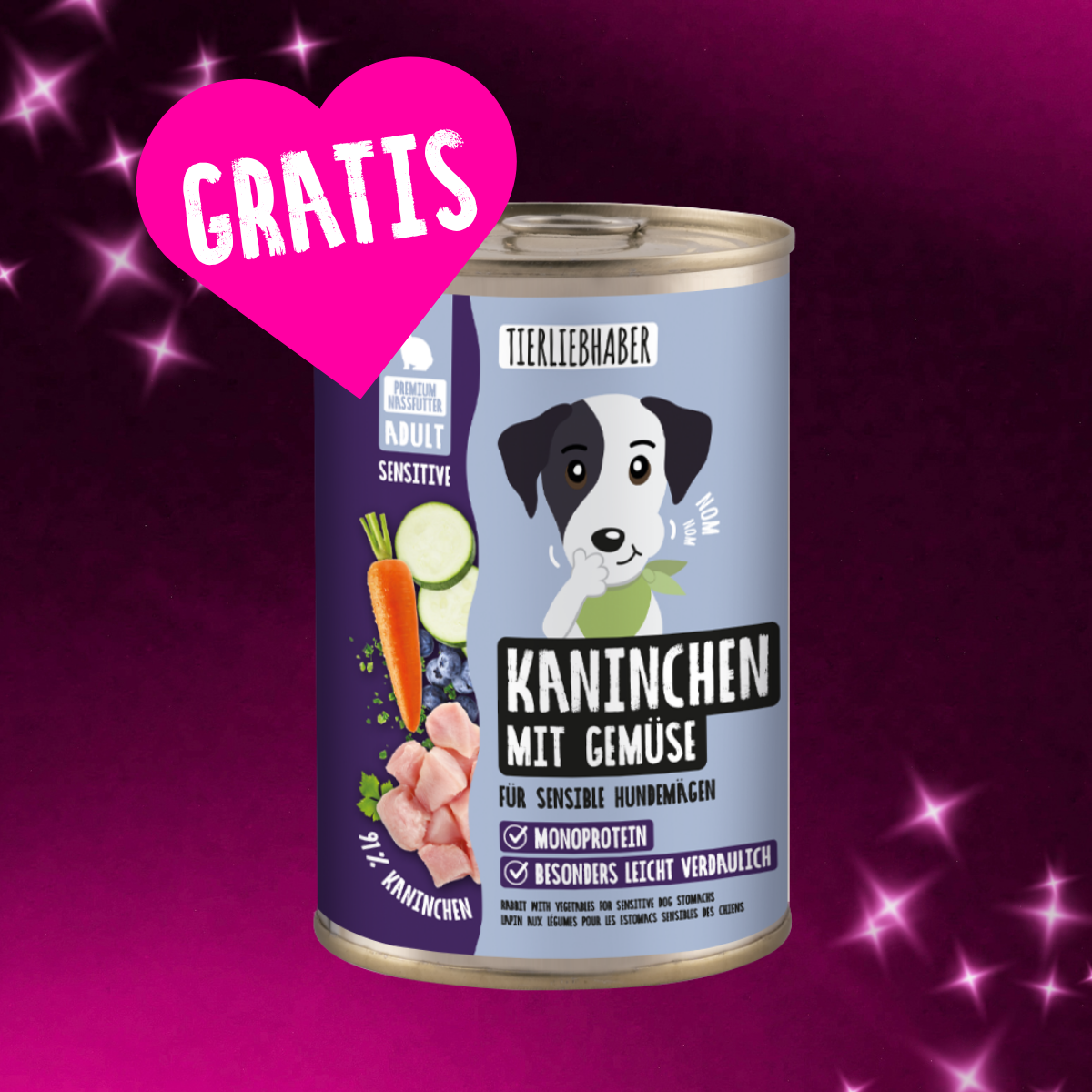 Nassfutter Kaninchen mit Gemüse 400g gratis