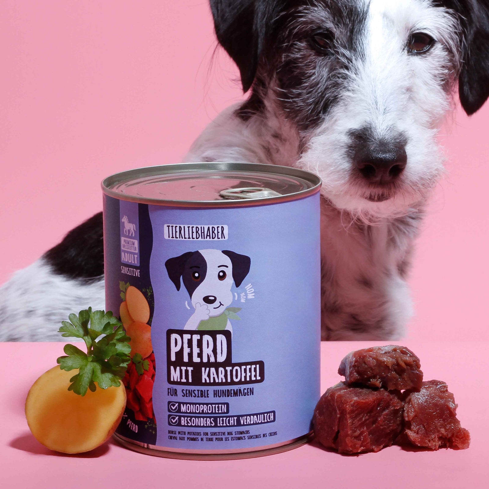 hundefutter pferdefleisch Nassfutter Pferd mit Kartoffel 800g – Tierliebhaber